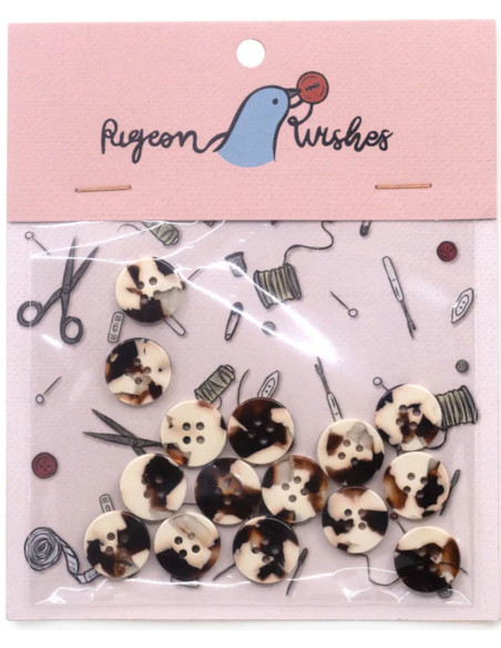 Confezione di 15 bottoni in biorisina 15 mm 4 fori - Wuthering