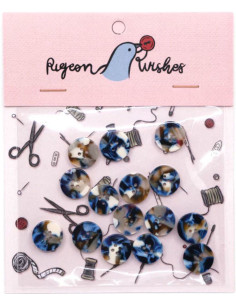 Confezione di 15 bottoni in bioresina 15 mm 4 fori - Roswell