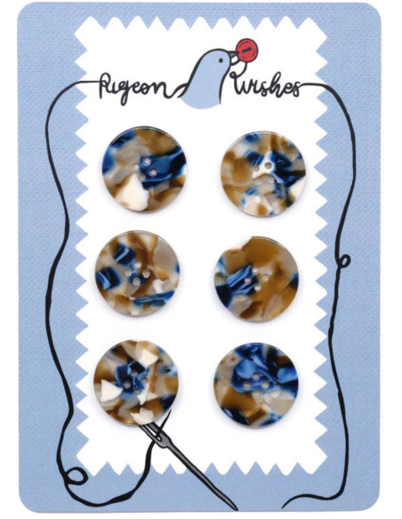 Carta di 6 bottoni in biorisina 25 mm 4 fori - Roswell