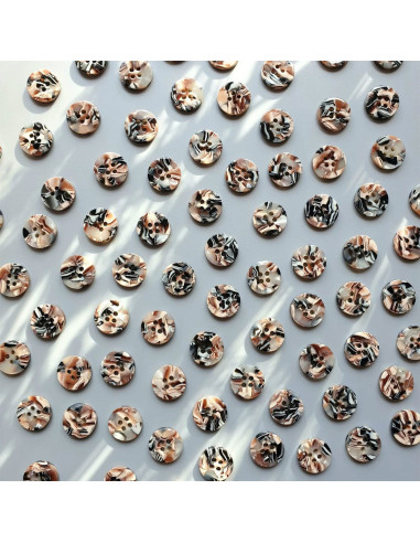 Confezione di 15 bottoni in bioresina 15 mm 4 fori - Granito