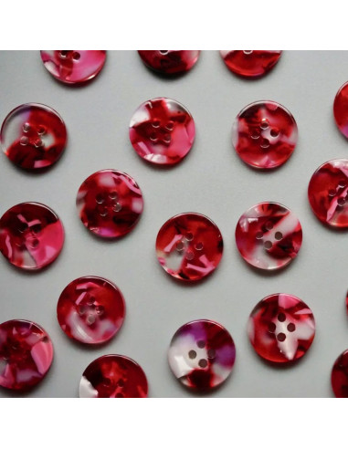 Confezione di 15 bottoni in bioresina 15 mm 4 fori - Cherry Bomb
