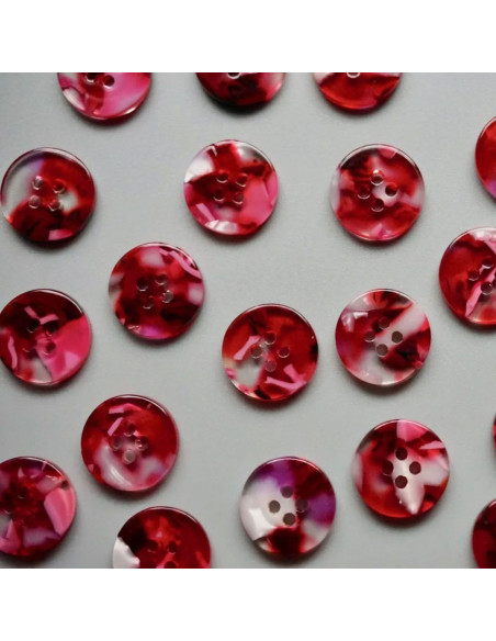 Confezione di 15 bottoni in bioresina 15 mm 4 fori - Cherry Bomb