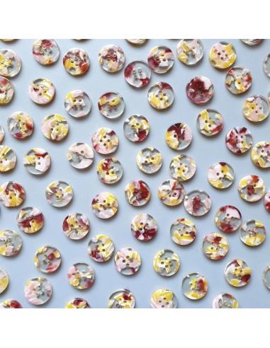 Confezione di 15 bottoni in biorisina 15 mm 4 fori - Whimsical