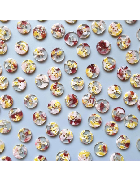 Confezione di 15 bottoni in biorisina 15 mm 4 fori - Whimsical