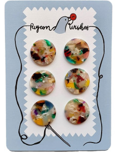 Carta di 6 bottoni in biorisina 25 mm 4 fori - Painterly