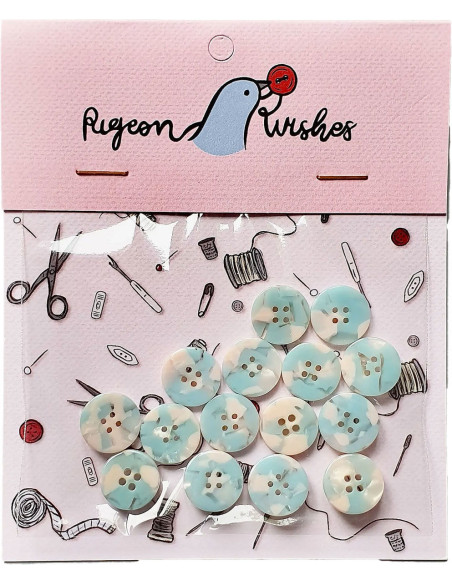 Confezione di 15 bottoni in biorisina 15 mm 4 fori - Bliss