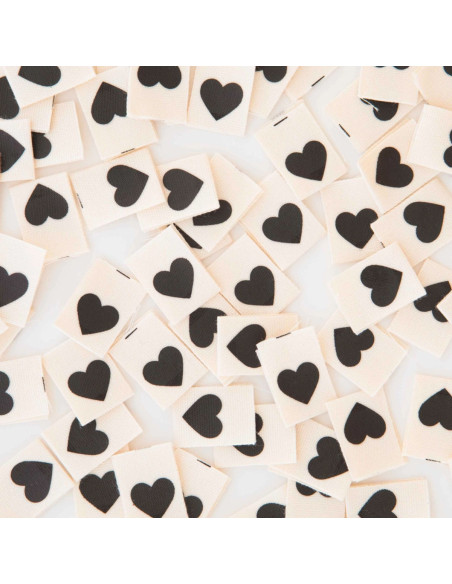 Set di 8 etichette tessute - Black heart