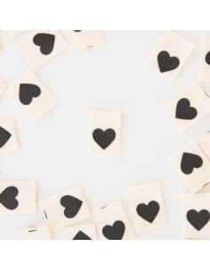 Set di 8 etichette tessute - Black heart 2