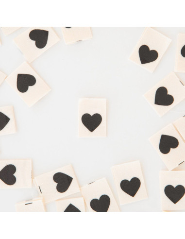 Set di 8 etichette tessute - Black heart