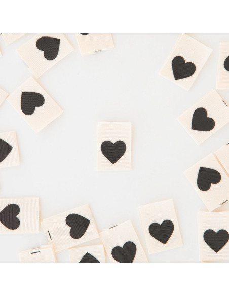 Set di 8 etichette tessute - Black heart