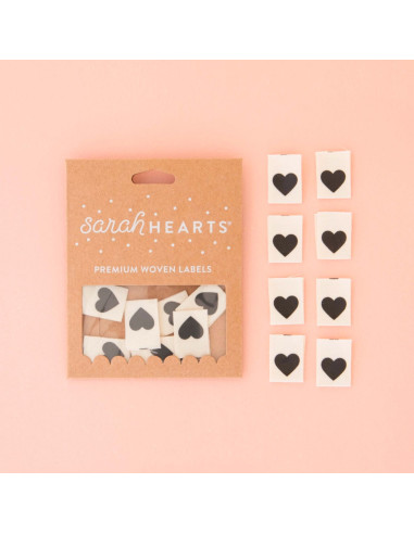 Set di 8 etichette tessute - Black heart