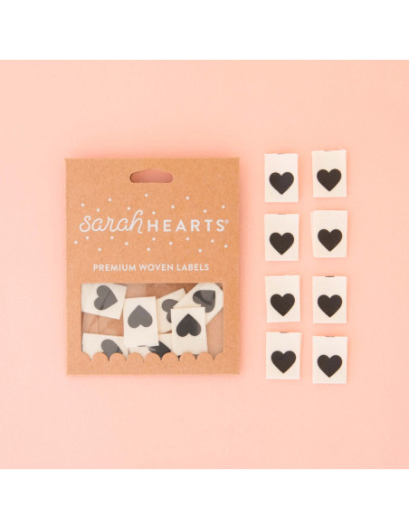 Set di 8 etichette tessute - Black heart