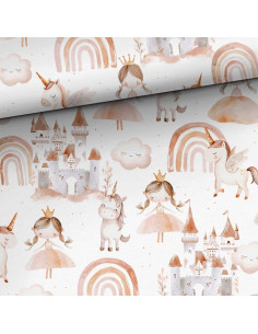 Tessuto cotone premium - Principessa e unicorno