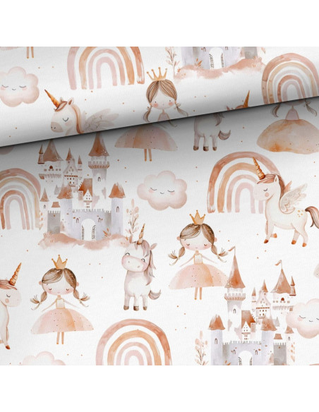 Tessuto cotone premium - Principessa e unicorno