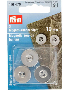 Set di 3 bottoni magnetici da cucire - Argento