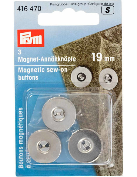 Set di 3 bottoni magnetici da cucire - Argento