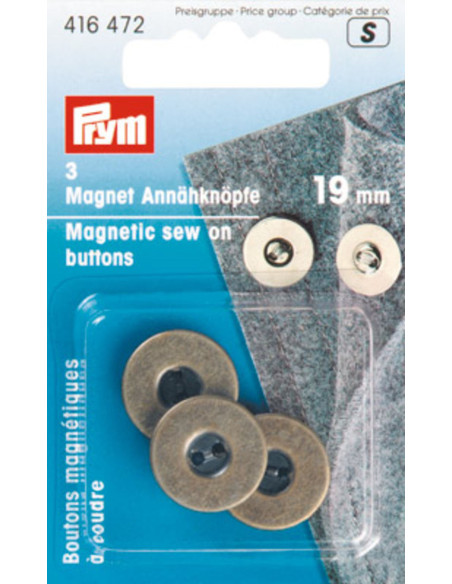 Set di 3 bottoni magnetici da cucire - Bronzo