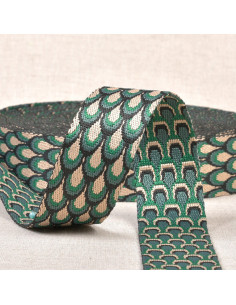 Cinturino motivo pavone - Verde kaki