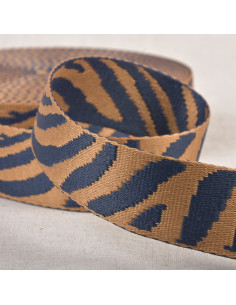 Cintura per animali - Zebra beige scuro e blu marino