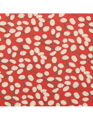 Tessuto in mussola stampata - Lunaria rossa