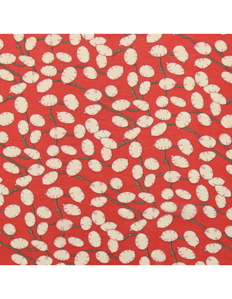 Tessuto in mussola stampata - Lunaria rossa