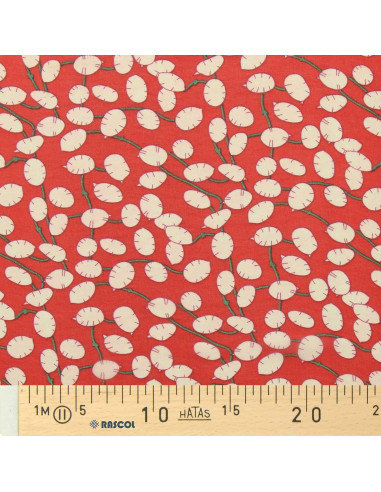 Tessuto in mussola stampata - Lunaria rossa