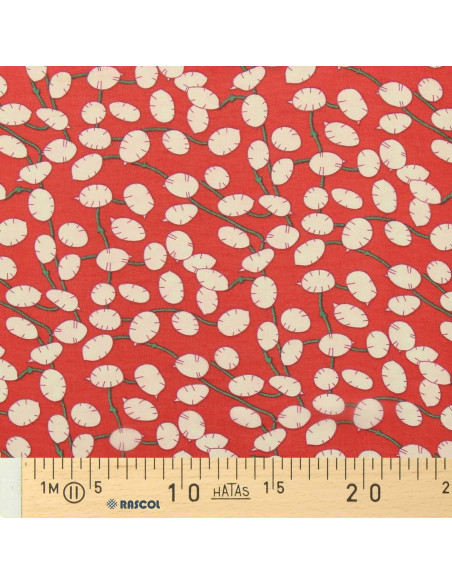 Tessuto in mussola stampata - Lunaria rossa