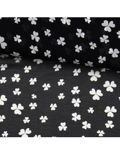 Tessuto in chiffon stampato - Trifoglio nero