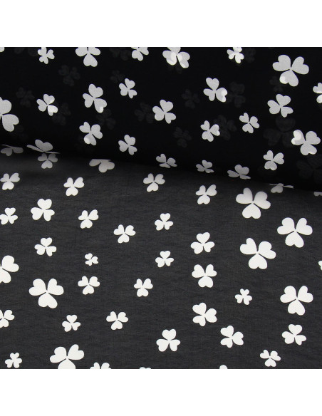 Tessuto in chiffon stampato - Trifoglio nero