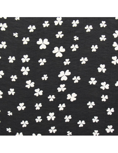 Tessuto in chiffon stampato - Trifoglio nero