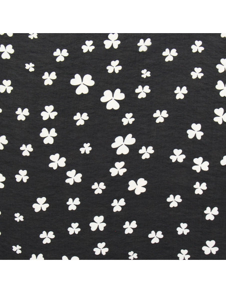 Tessuto in chiffon stampato - Trifoglio nero