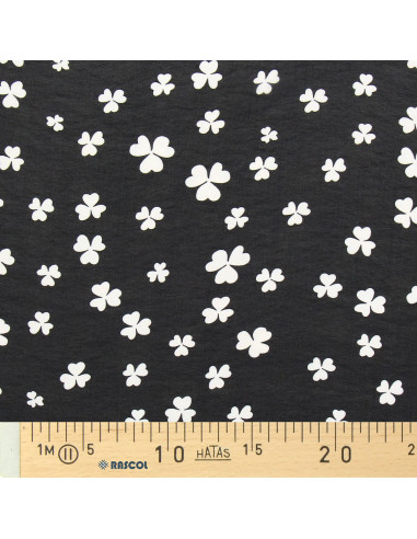Tessuto in chiffon stampato - Trifoglio nero