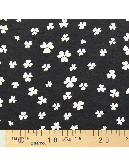 Tessuto in chiffon stampato - Trifoglio nero