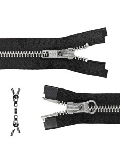 Chiusura separabile in metallo 80 cm - Nero maglia argento
