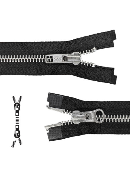 Chiusura separabile in metallo 80 cm - Nero maglia argento