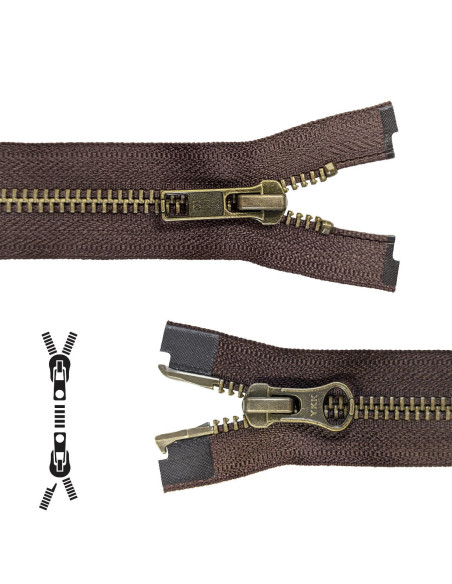 Chiusura a bocca separabile in metallo 80 cm - Maglia marrone bronzo