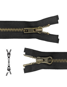 Chiusura a bocca separabile metallo 80 cm - Nero maglia bronzo
