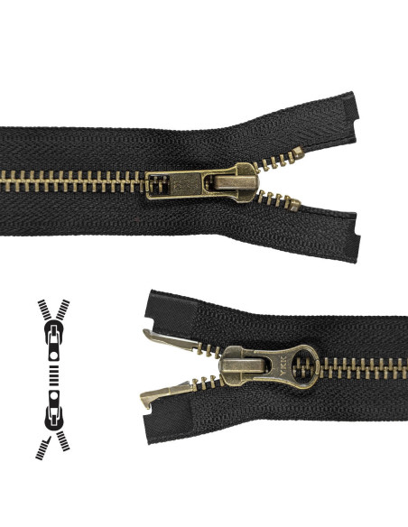 Chiusura a bocca separabile metallo 80 cm - Nero maglia bronzo
