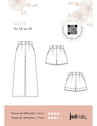 Modello di pantaloni e shorts Gaïa - Joli Lab