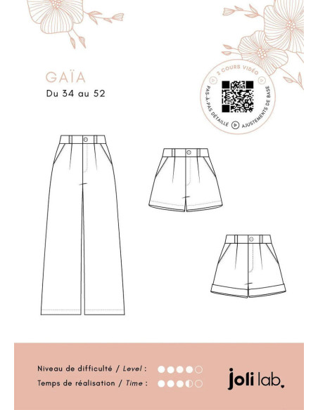 Modello di pantaloni e shorts Gaïa - Joli Lab