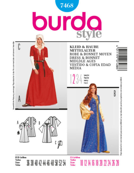 Modello di abito storico - Burda 7468