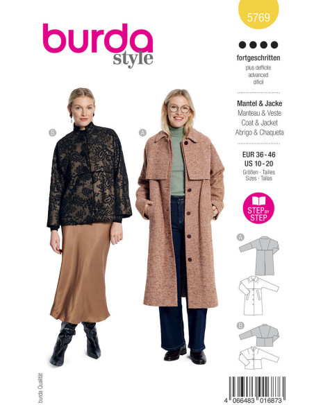 Modello di cappotto e giacca - Burda 5769