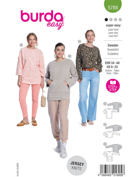 Modello di felpa - Burda 5788