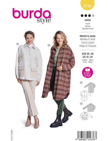 Modello di giacca e cappotto - Burda 5794