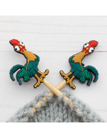 Tappi ferma-maglia per ferri da maglia - Pollo