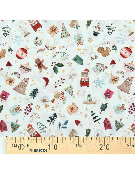 Tessuto popeline di cotone - Visby bianco e rosso
