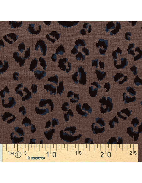 Tessuto doppia garza stampato - Fulvo talpa e nero