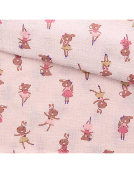 Tessuto doppia garza stampato - Fifi morganite