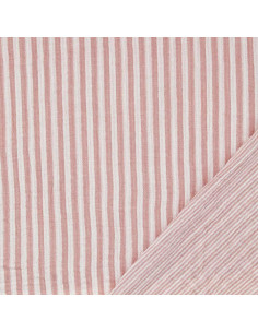 Tessuto doppia garza goffrata a righe - Rosa antico e bianco sporco