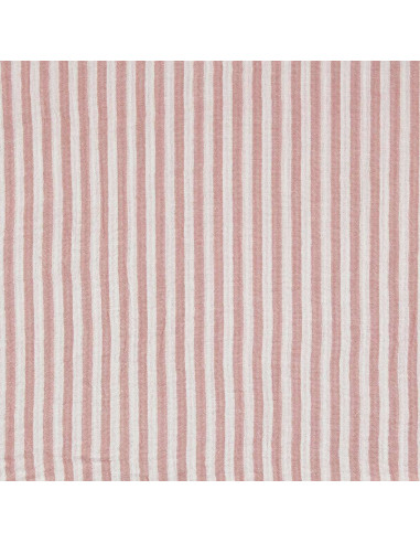 Tessuto doppia garza goffrata a righe - Rosa antico e bianco sporco